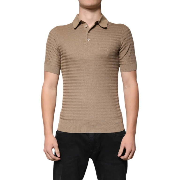 Dolce & Gabbana Brown Collared Short Sleeves Polo T-Shirt Silk - Men