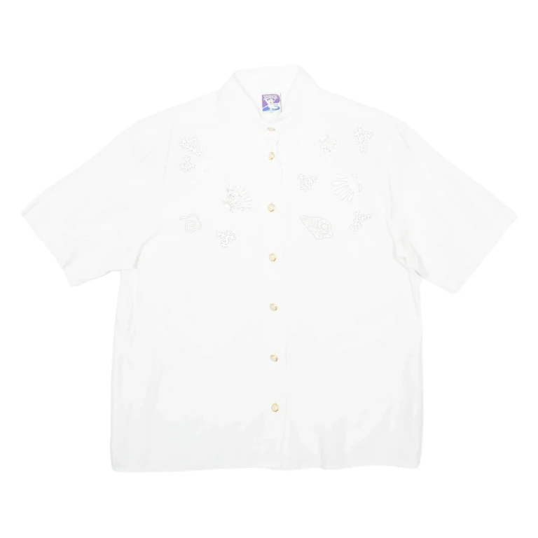 YESSICA Womens Shirt White Collared Viscose M