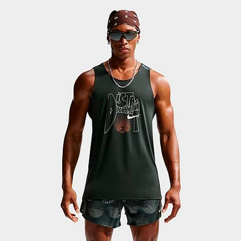 Nike Men's Stride Dri-FIT Distant Dreams ADV Running Tank Top in Black Spruce Size: XS