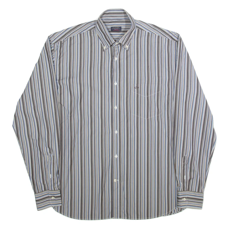 PAUL & SHARK Mens Shirt Blue Striped Long Sleeve XL