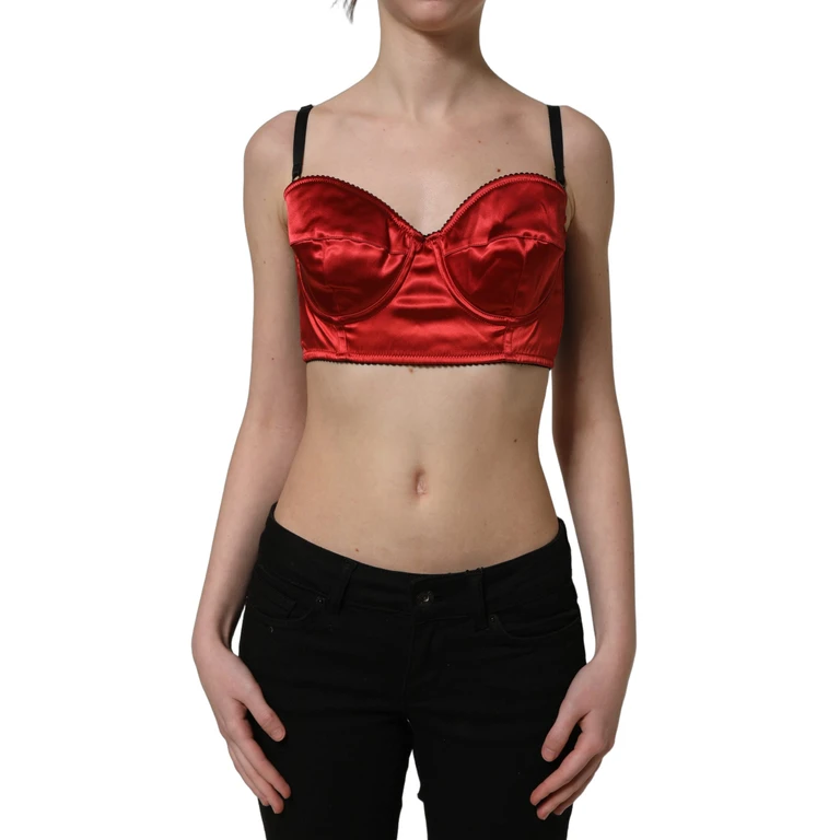Dolce & Gabbana Red Polyester Satin Bustier Cropped Tank Top Elastane - Women