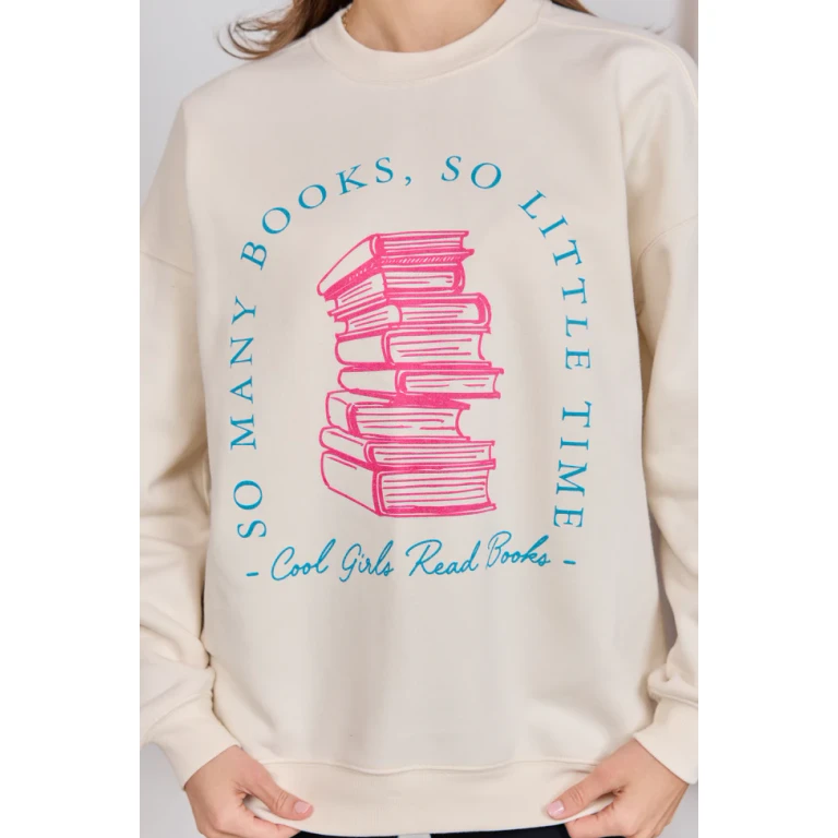 Cool Girls Read Books Cream Graphic Sweatshirt