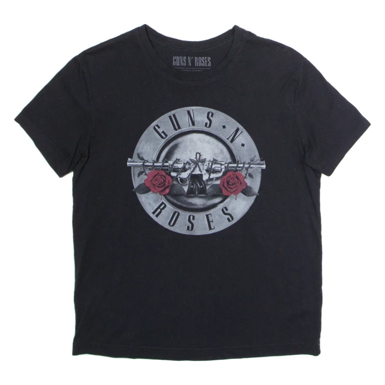 GUNS N ROSES Mens Band T-Shirt Black Crew Neck M