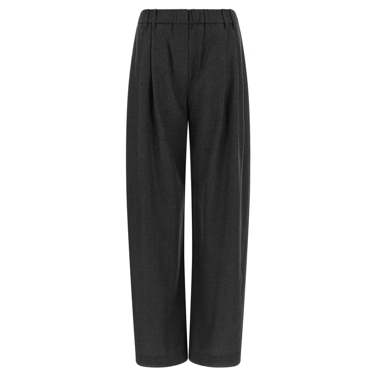 Brunello Cucinelli Gray Virgin Wool Casual Pants - Women