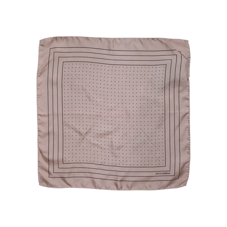 Beige Dotted Silk Square Men Foulard Scarf - Men