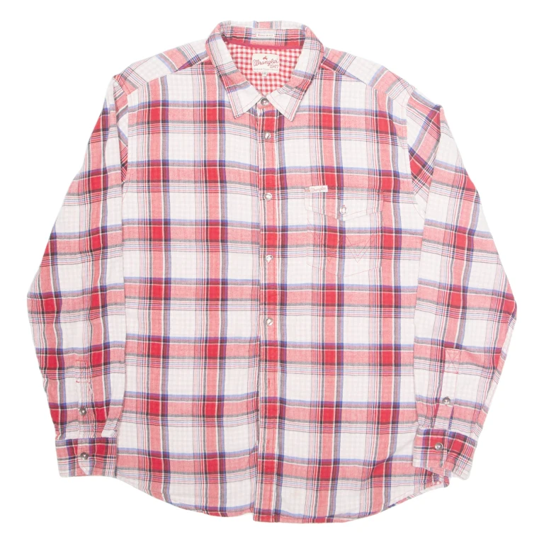 WRANGLER Mens Shirt Red Check Long Sleeve XL