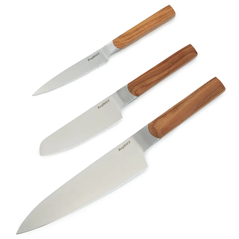DiNA Ion 3pc Stainless Steel Knife Set, Ash Wood