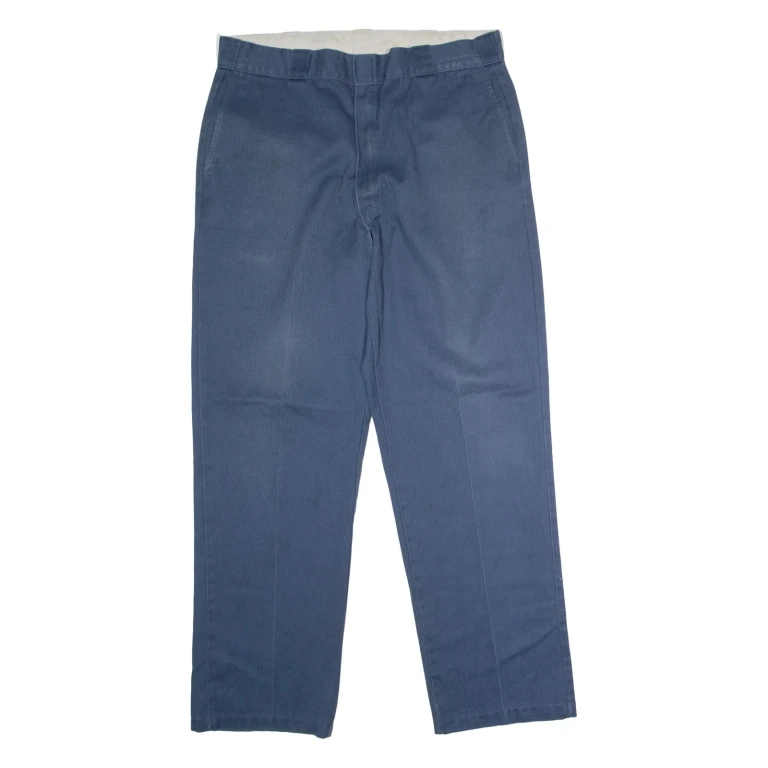 DICKIES Workwear Mens Twill Trousers Blue Regular Straight W38 L34