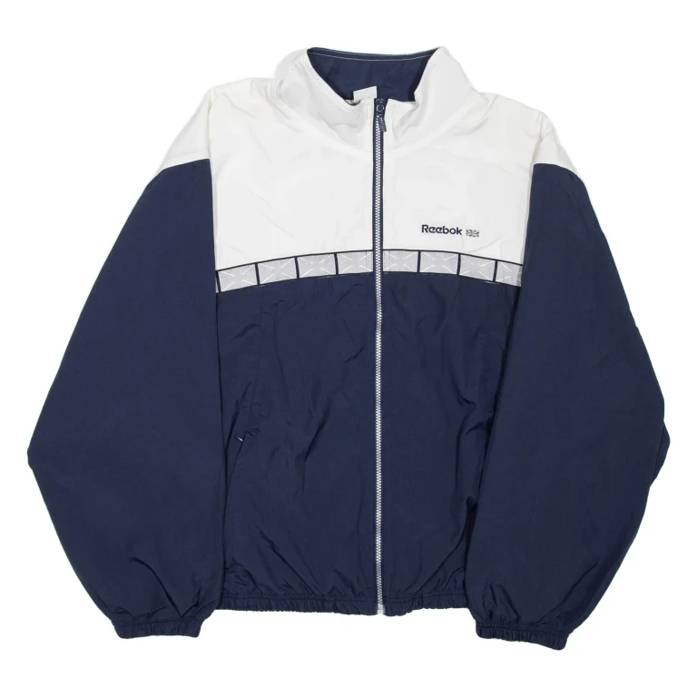 REEBOK Mens Track Jacket Blue Colourblock 2XL