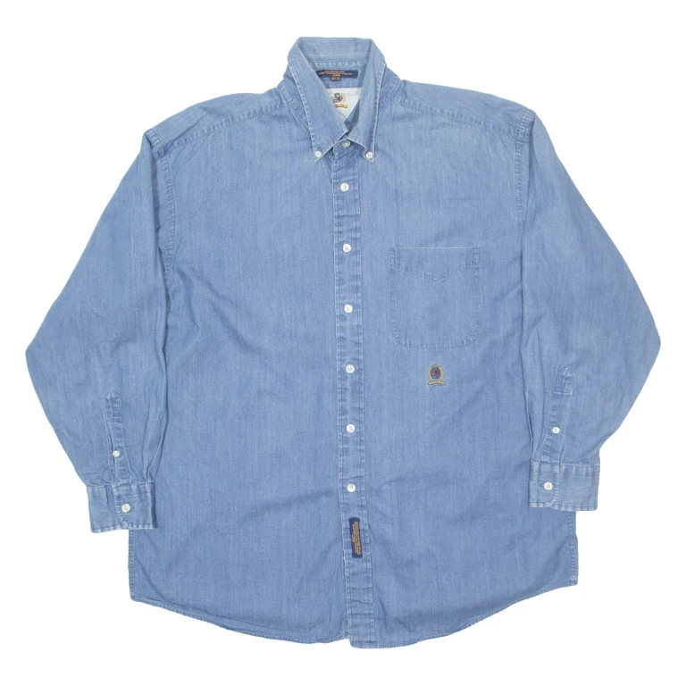 TOMMY HILFIGER Mens Denim Shirt Blue Long Sleeve L