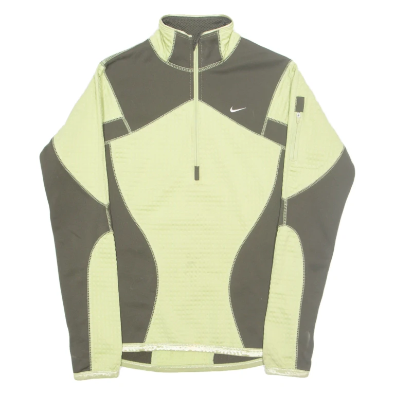 NIKE Womens Sweatshirt Green 1/4 Zip S