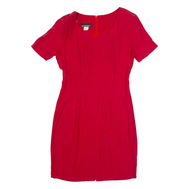 MY MICHELLE Womens Pencil Dress Red 90s Short Sleeve Knee Length M