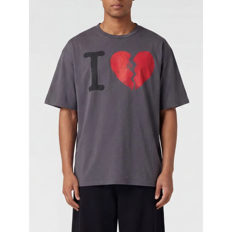 Relaxed Fit Crewneck Cotton T-Shirt with Front Slogan Print (V581009556052)