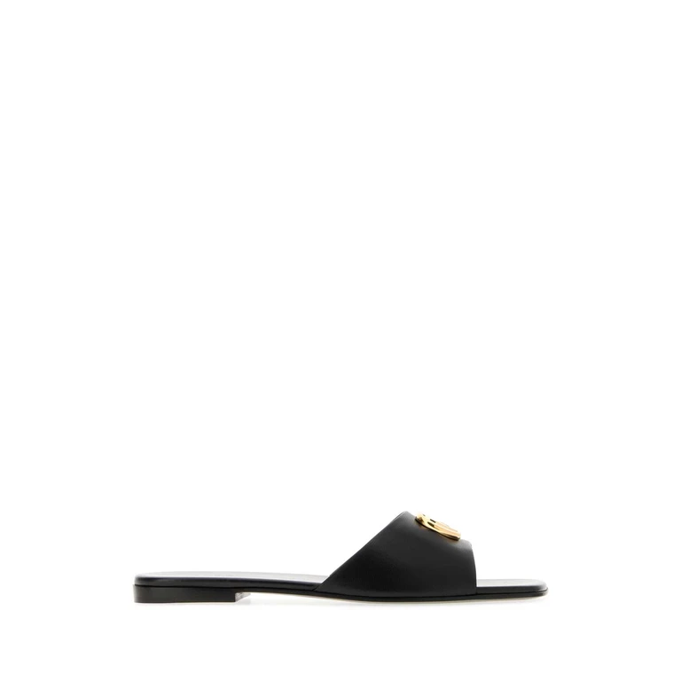 Gucci Black Nappa Leather Slippers Nero - Women