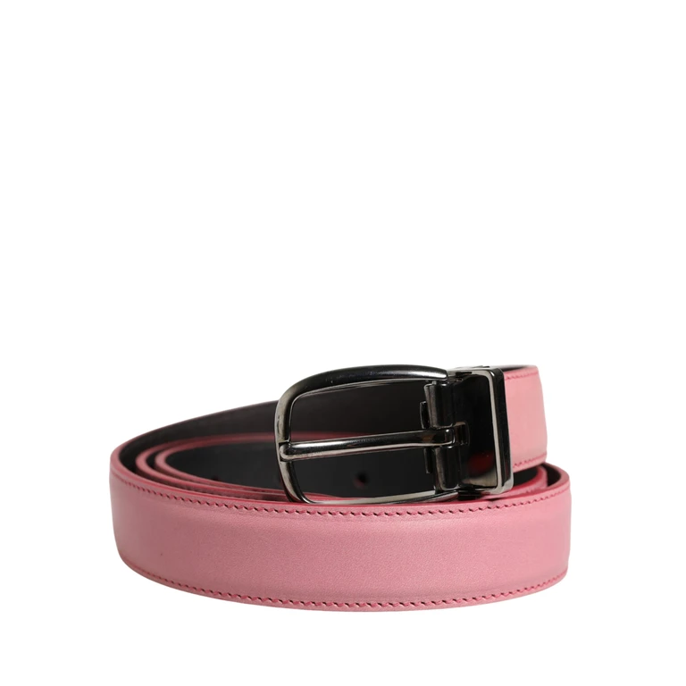 Dolce & Gabbana Men Pink Classic Leather Metal Buckle Belt Calf - Men