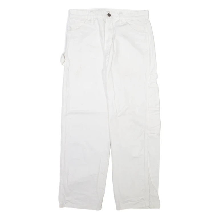 DICKIES Carpenter Mens Trousers White Regular Straight W30 L28