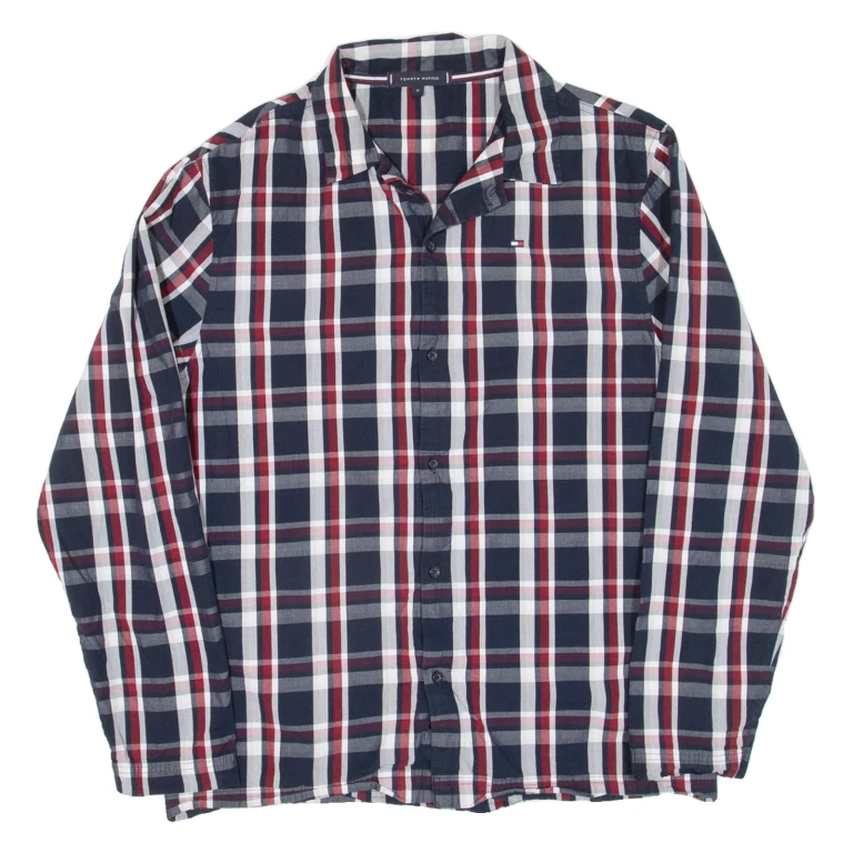 TOMMY HILFIGER Mens Shirt Blue Check Long Sleeve M
