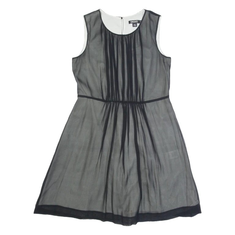 GUESS Womens A-Line Dress Black Silk Sleeveless Knee Length S