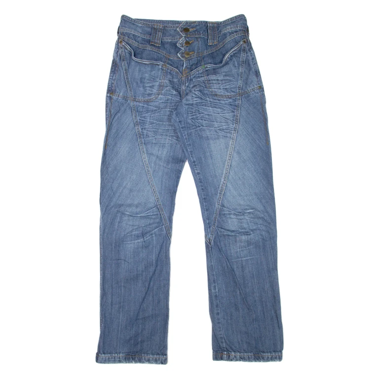 MFL Womens Jeans Blue Relaxed Straight Stone Wash W32 L32