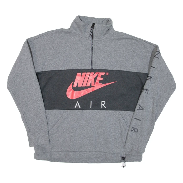 NIKE Mens Sweatshirt Grey 1/4 Zip L