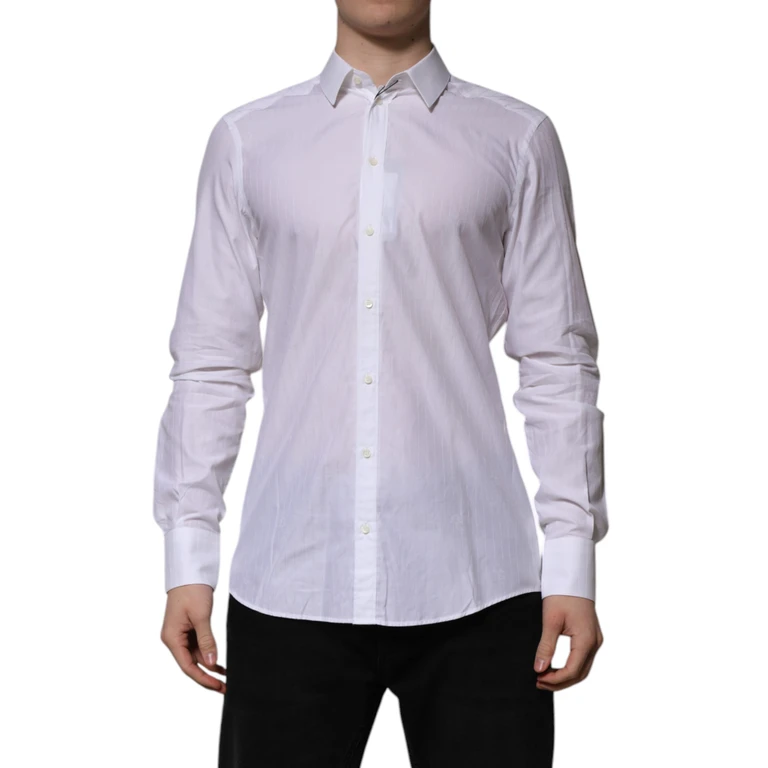 Dolce & Gabbana White Cotton Martini Long Sleeve Formal Shirt - Men
