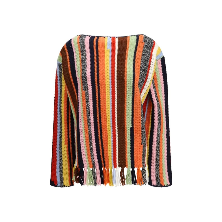 Prada Fringed Boat-neck Sweater