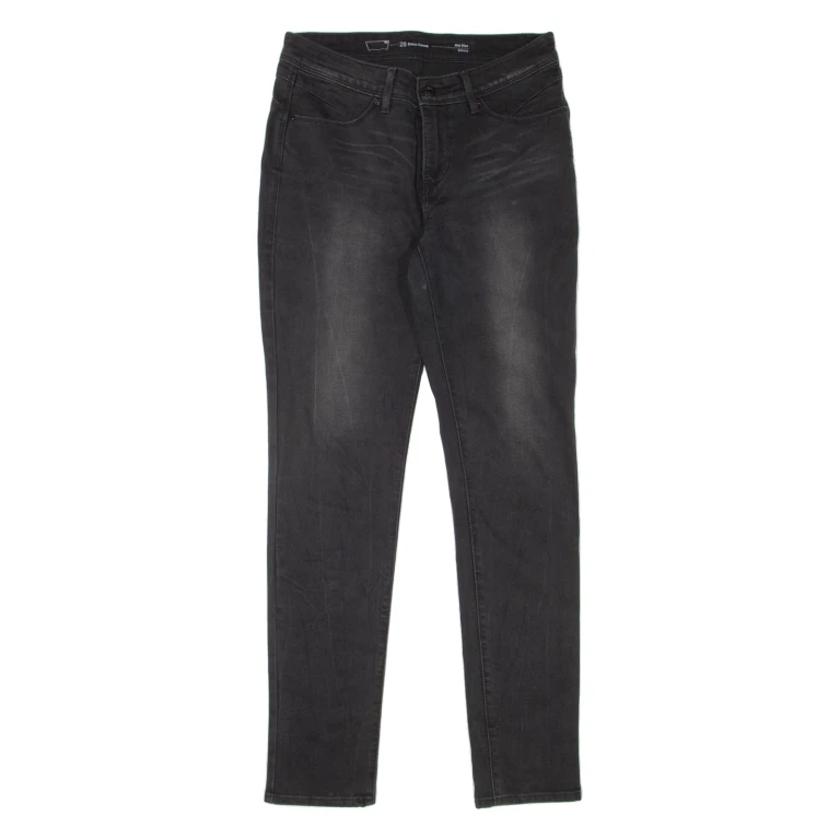 LEVI'S Mid Rise Womens Jeans Black Slim Skinny Denim Stone Wash W28 L32