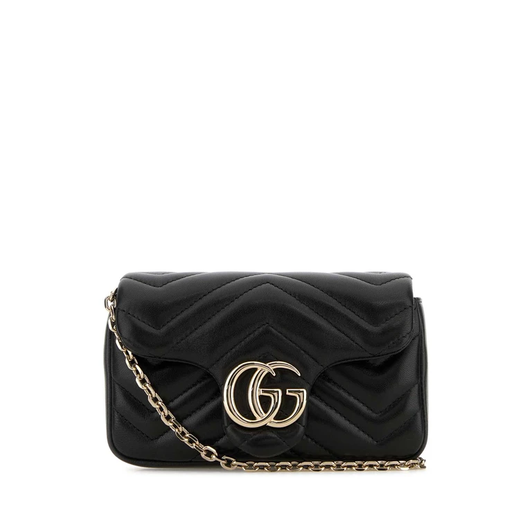Gucci White Leather Mini Gg Marmont Shoulder Bag Dustywhite Borse A Tracolla - Women