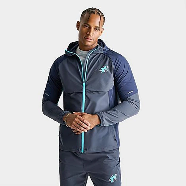 Men's Reprimo Vortex Windbreaker Jacket in Blue Steel/Cyan Size: Small