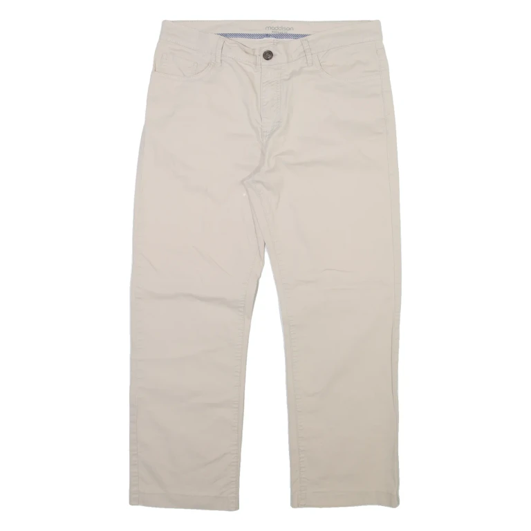 MADDISON Mens Trousers Beige Regular Straight W34 L27