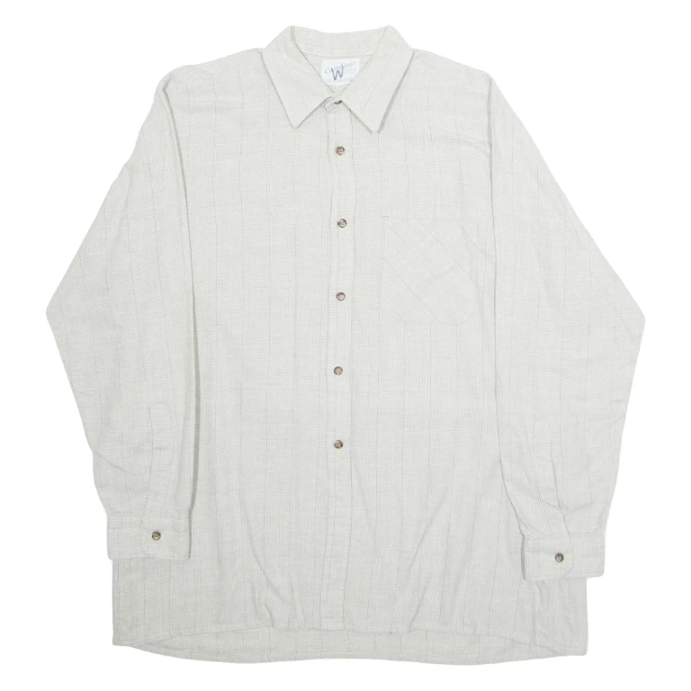CAMPIONE Mens Shirt Beige Check Long Sleeve M