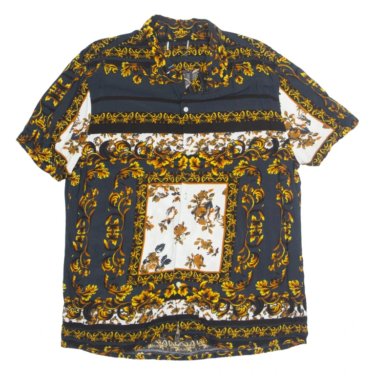 Mens Shirt Beige Floral L