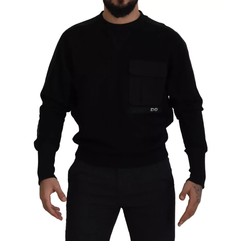 Dolce & Gabbana Black Cotton Crewneck Sweatshirt Sweater Polyester Clothing - Men