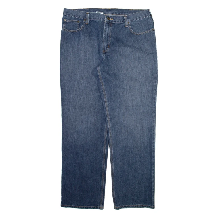 CARHARTT Mens Jeans Blue Relaxed Straight W38 L32