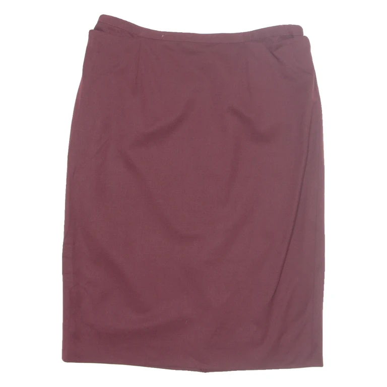 Womens Straight Skirt Maroon Midi Wool M