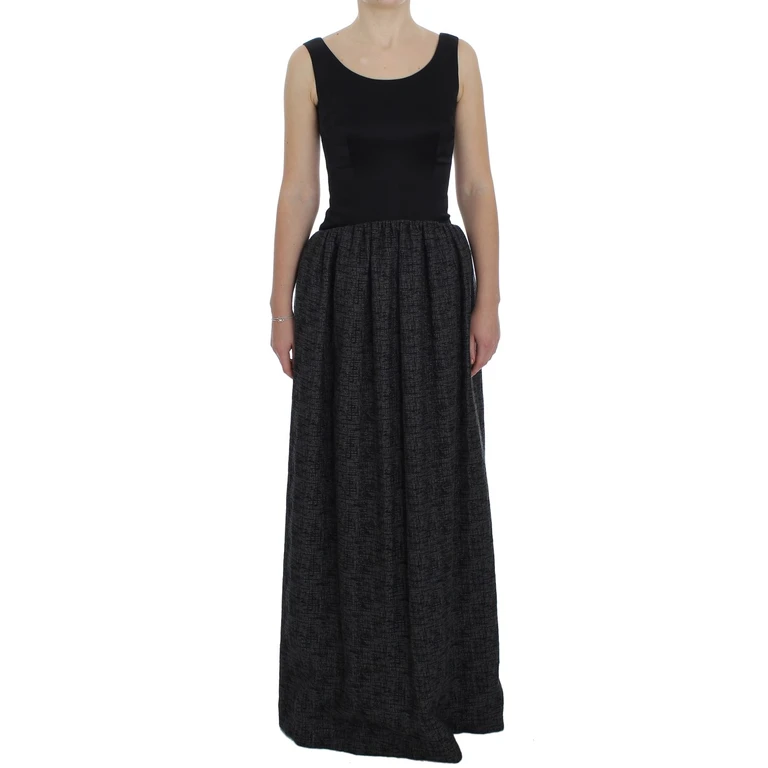 Dolce & Gabbana Black Gray Sheath Gown Full Length Dress Rayon - Women
