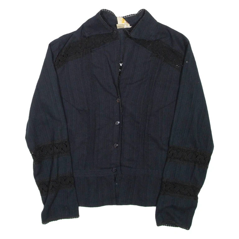 Womens Blouse Black V-Neck Long Sleeve M
