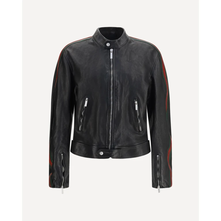 Buffalo leather Bomber with Web trim Male 46