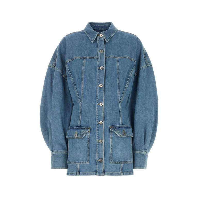 The Attico Stretch Denim Shirt Dress Skyblu Exterior: Cotton Elastane Abiti - Women