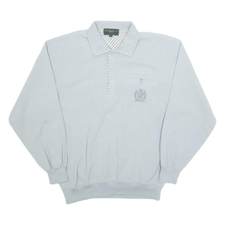 NORTHFIELD SPORTS Mens Polo Shirt Grey Long Sleeve L