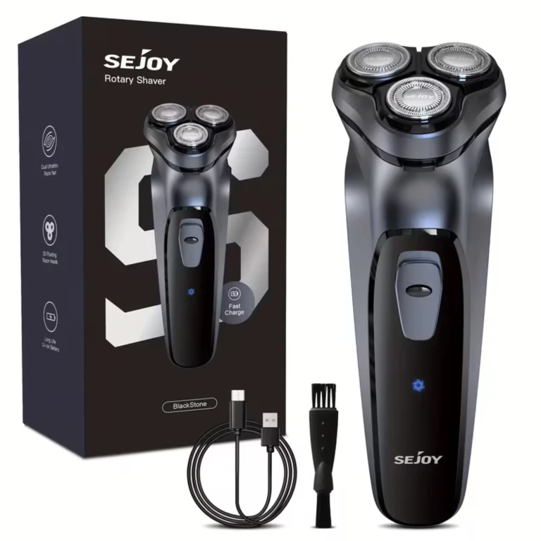 Electric Shaver with Pop-Up Trimmer - 3D Floating Head, Fast 1H Rechargeable Razor, LCD Display - Blue