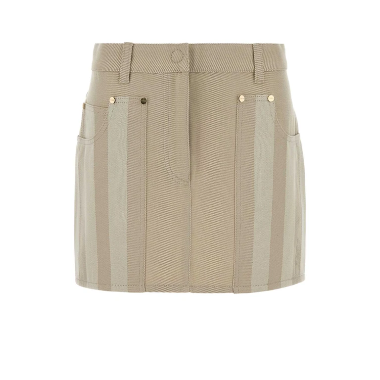 Fendi Beige Drill Mini Skirt Lido-26 Exterior: Cotton Gonne - Women
