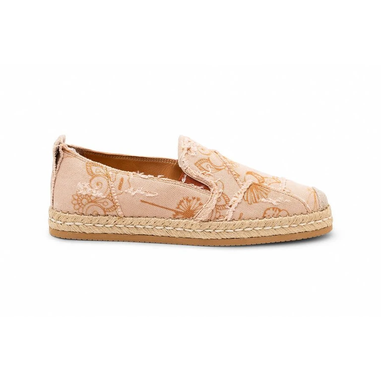 Floral-Print Frayed Espadrille