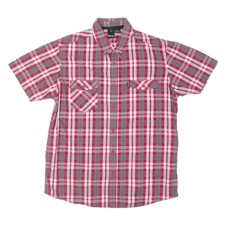 BENCH Mens Flannel Shirt Red Plaid L