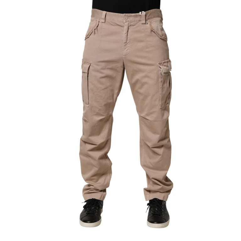 Dolce & Gabbana Beige Straight Cargo Chino Men Trouser Pants Cotton - Men