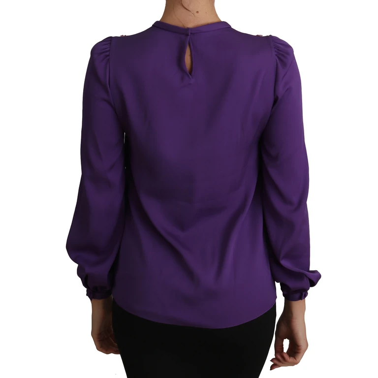 Dolce & Gabbana Purple Blouse Prince Fairy Tale Embellished Top Silk - Women