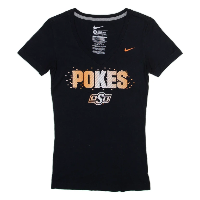 NIKE Oklahoma State University Womens T-Shirt Black V-Neck S