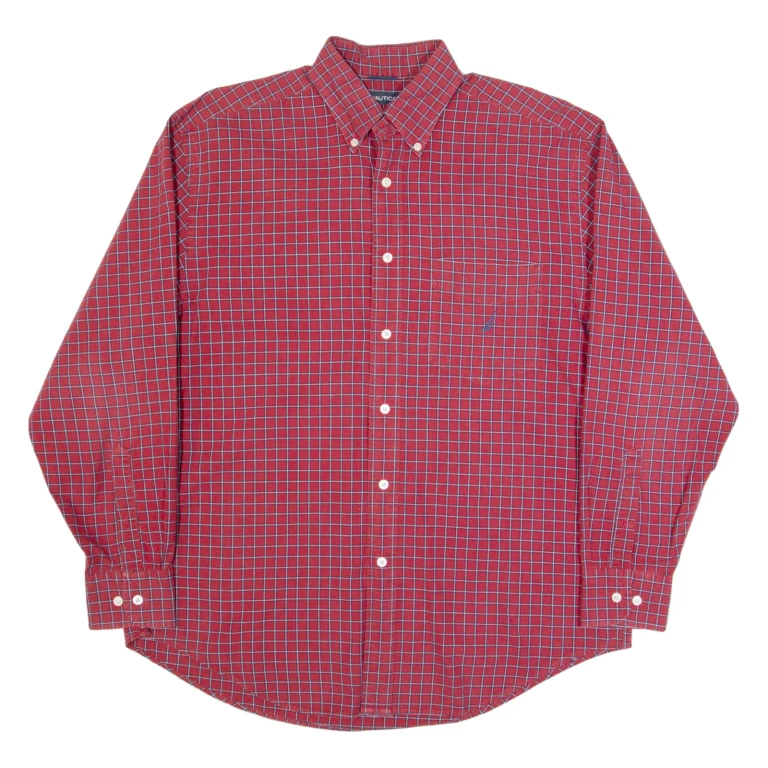 NAUTICA Mens Shirt Red Check Long Sleeve L