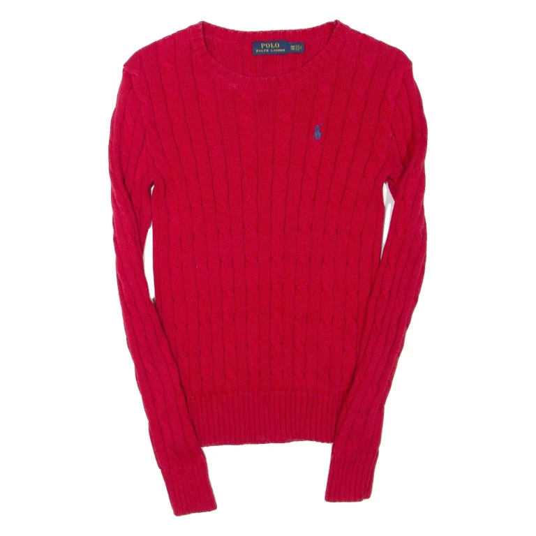 POLO RALPH LAUREN Mens Jumper Red Cable Knit XXS