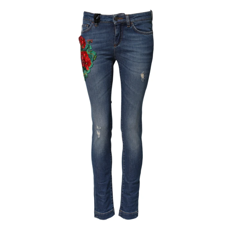 Dolce & Gabbana Blue Cotton Low Waist Skinny Denim Jeans Elastane Clothing - Women